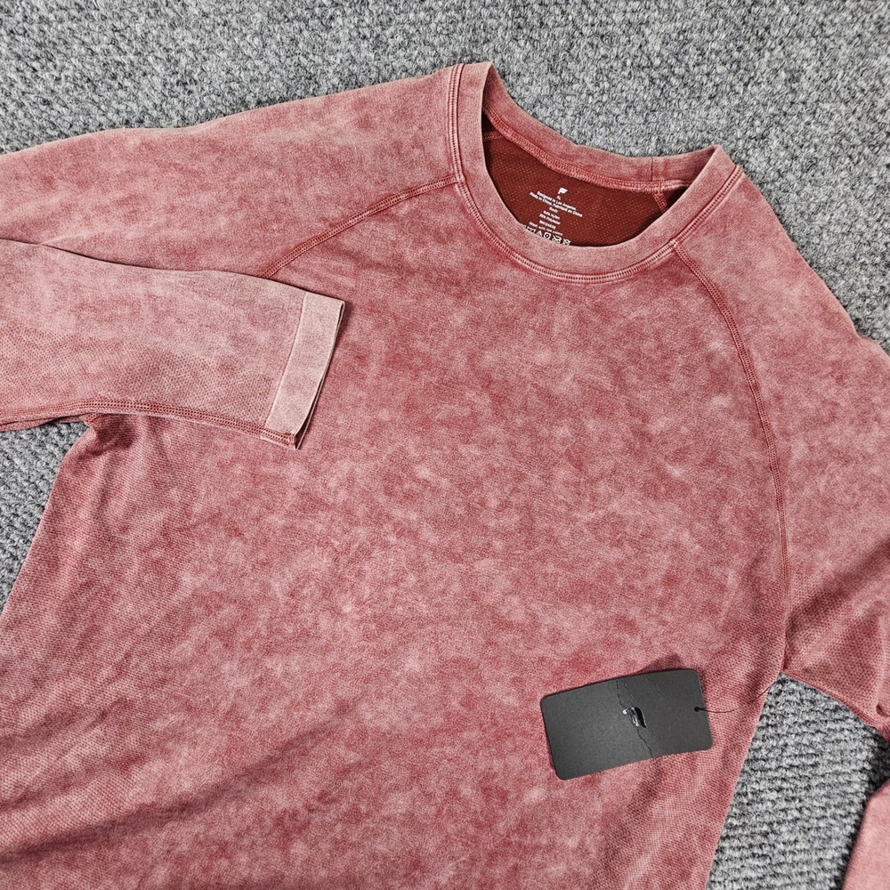 Fabletics Training Day Long Sleeve Tee Mens XL Red Acid Wash‎ Sweat Wicking New